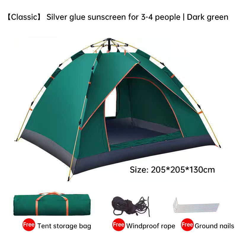 Quick Deploy Green White 4 Person Camping Tent