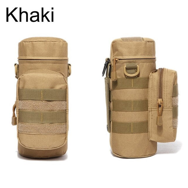 Outdoor Water Bottle Pouch Military Tactical Molle Kettle Case Waist Bag Multifunction Pockets EDC Gear Camping Hiking Riding