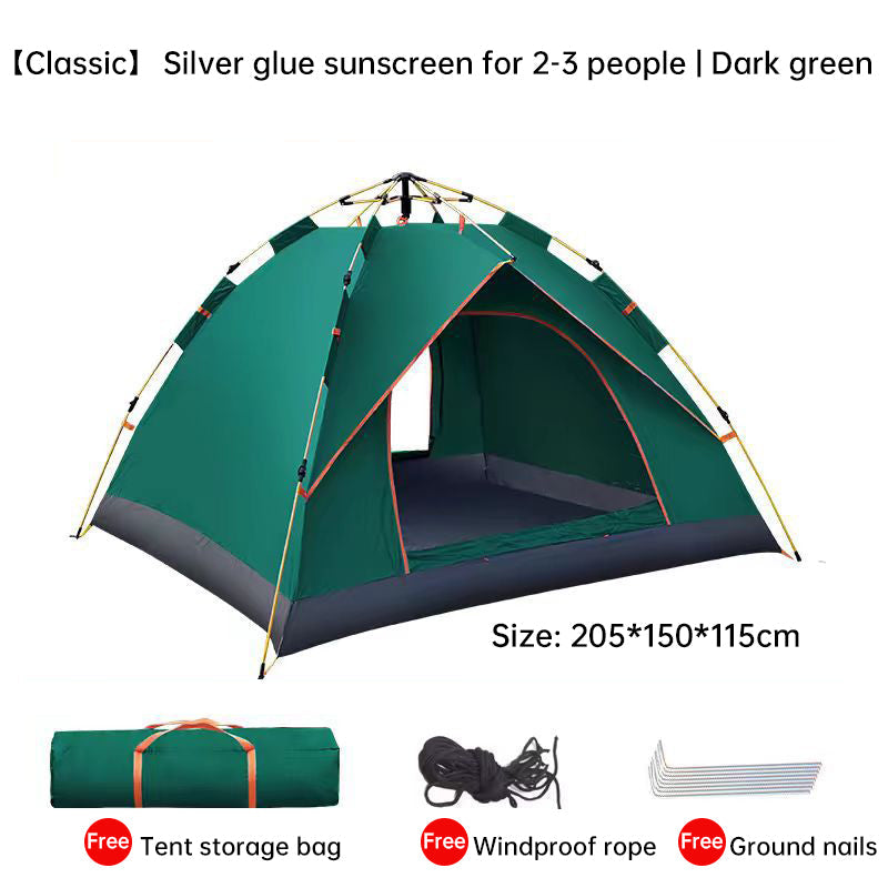 Quick Deploy Green White 4 Person Camping Tent