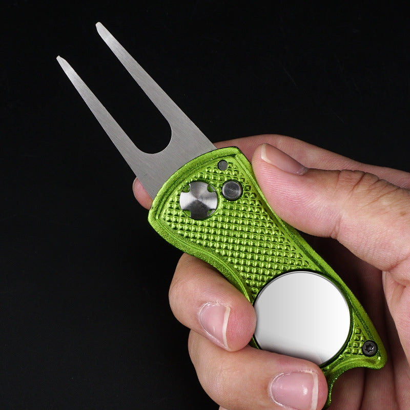 Golf Course Fork Folding Tools Metal Aluminum Handle Tools Gift Accessories Supplies