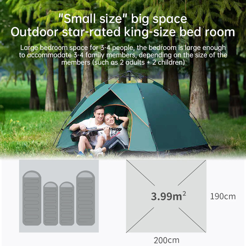 Quick Deploy Green White 4 Person Camping Tent