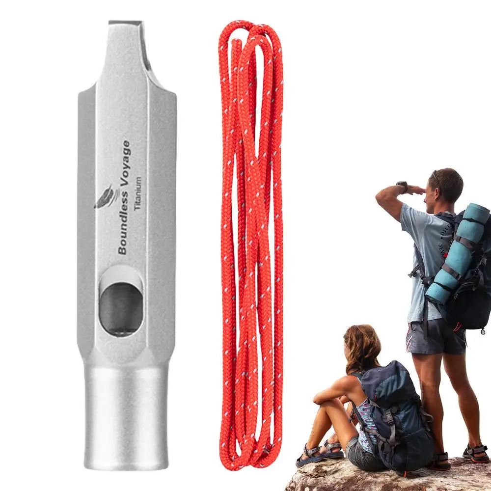 Titanium Ultralight Survival Whistle With Safety Lanyard