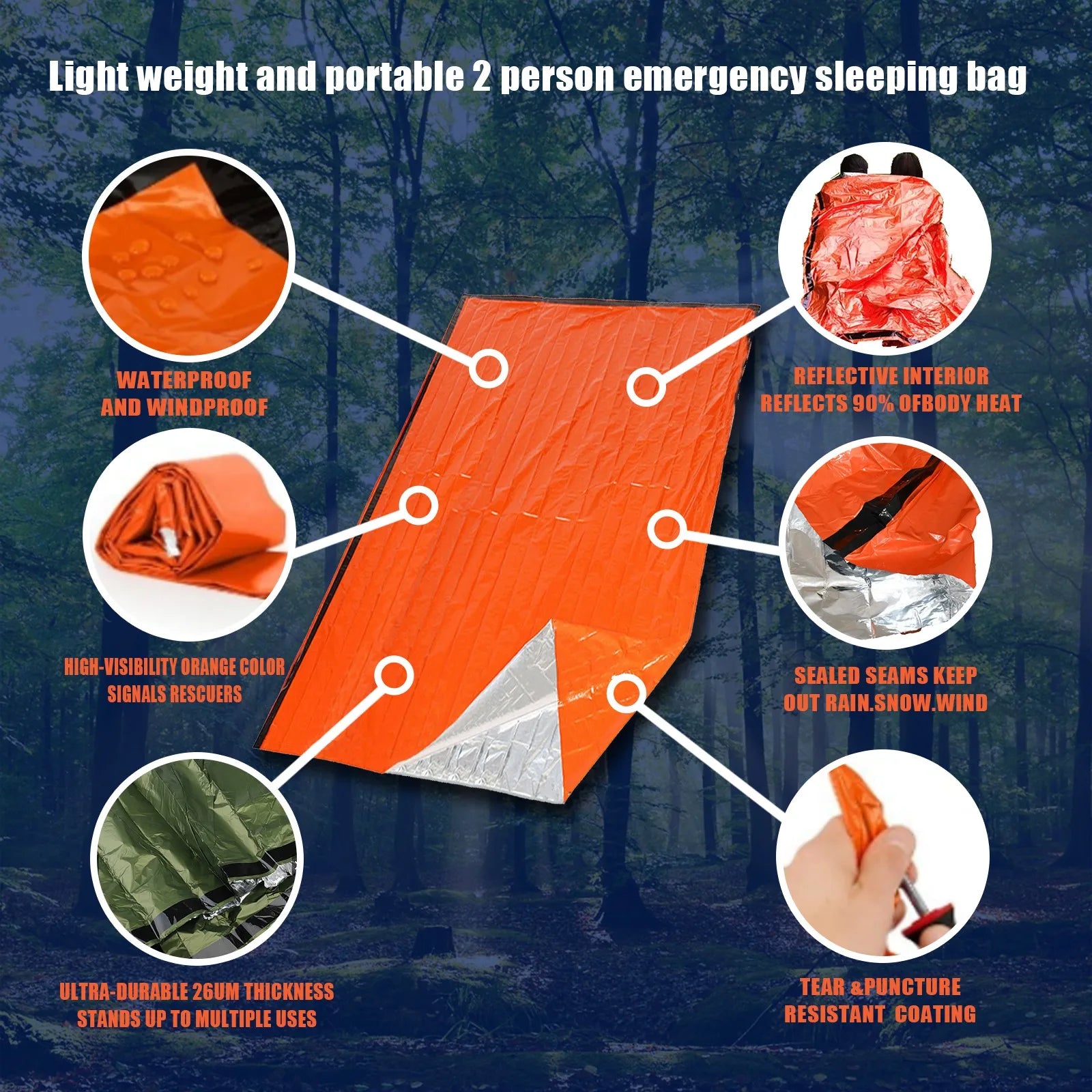 Portable Waterproof Emergency Survival Sleeping Bag Thermal Sack