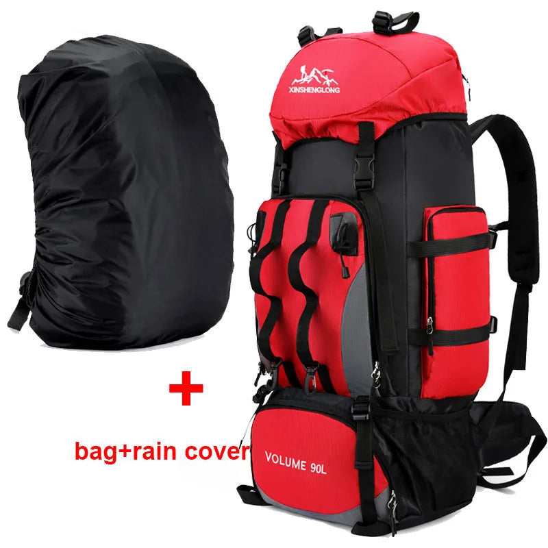 90L Waterproof Hiking Camping Trekking Backpack Rucksack