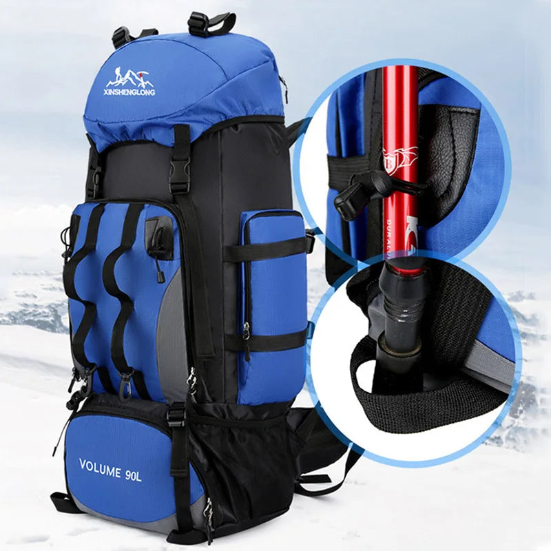 90L Waterproof Hiking Camping Trekking Backpack Rucksack