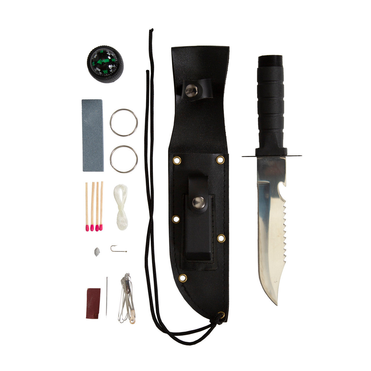 Survival Knife Set | Fixed Blade Knife with Compass, Sheath & Mini Survival Kit