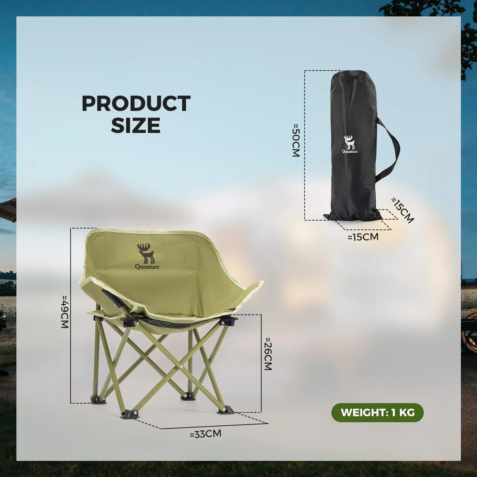 Folding Carbon Steel Camping Chair - Adult & Kids Sizes