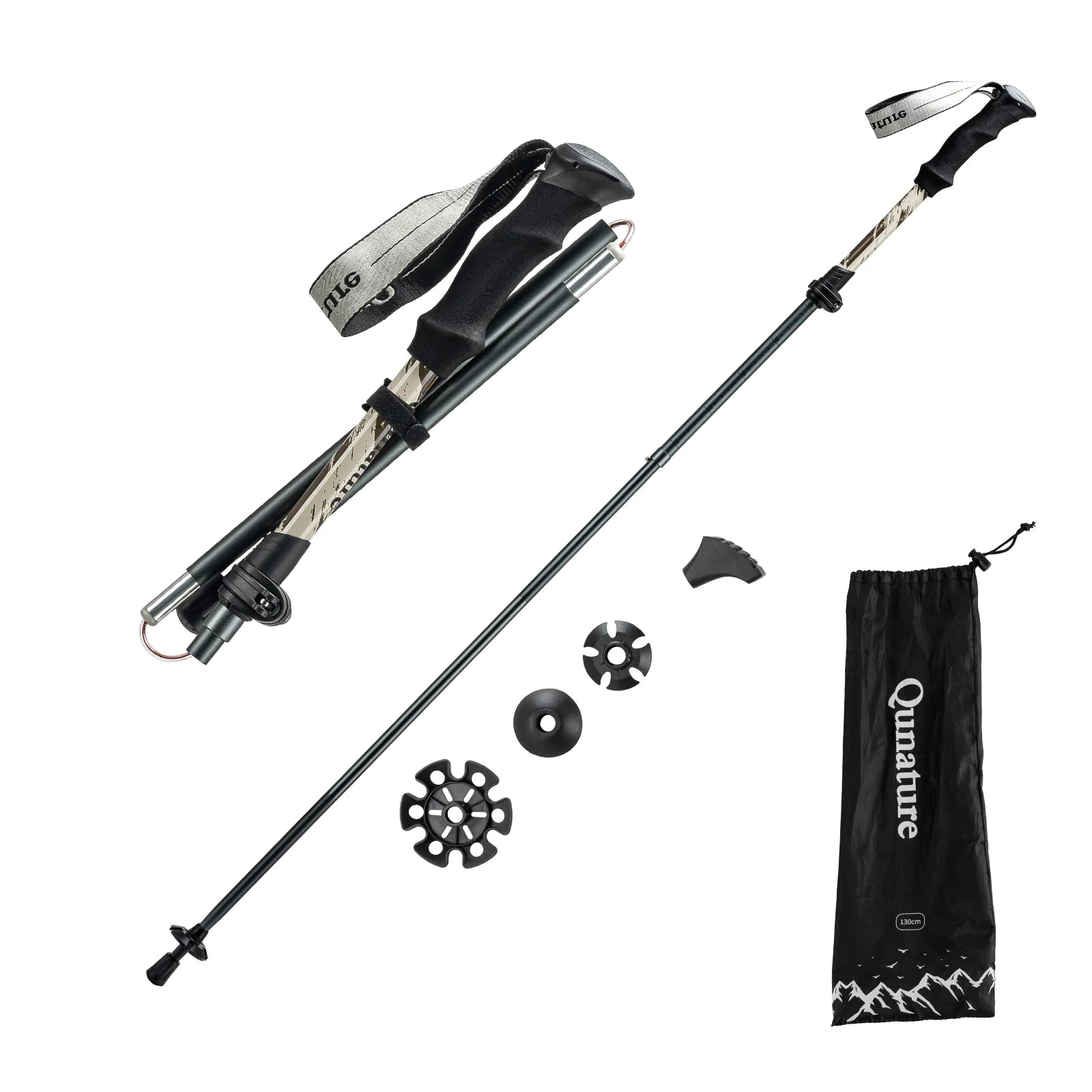 Foldable Lightweight Aluminum Trekking Pole with Adjustable Height and Grip