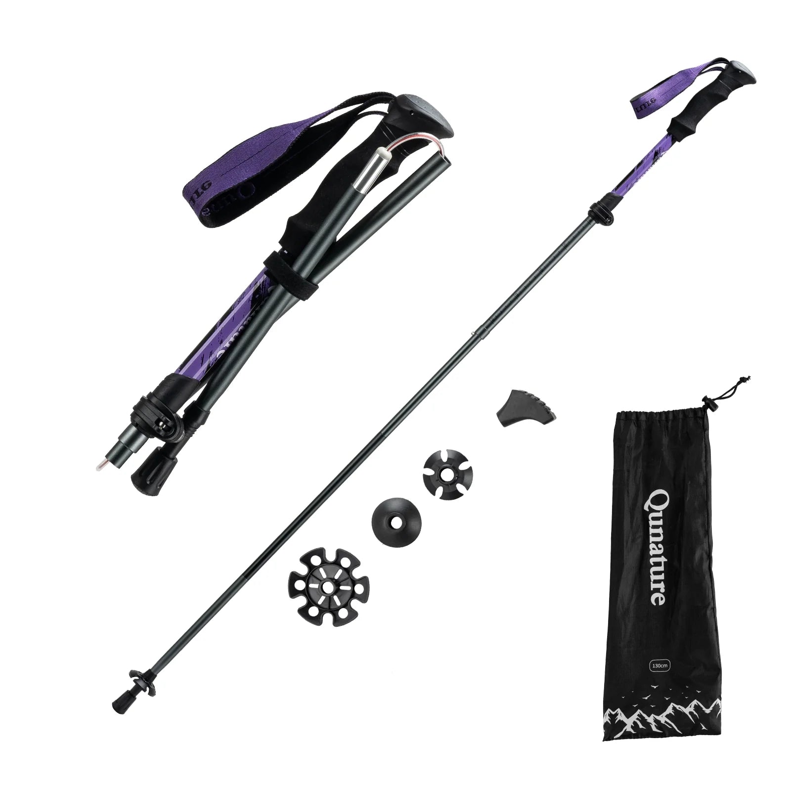 Foldable Lightweight Aluminum Trekking Pole with Adjustable Height and Grip