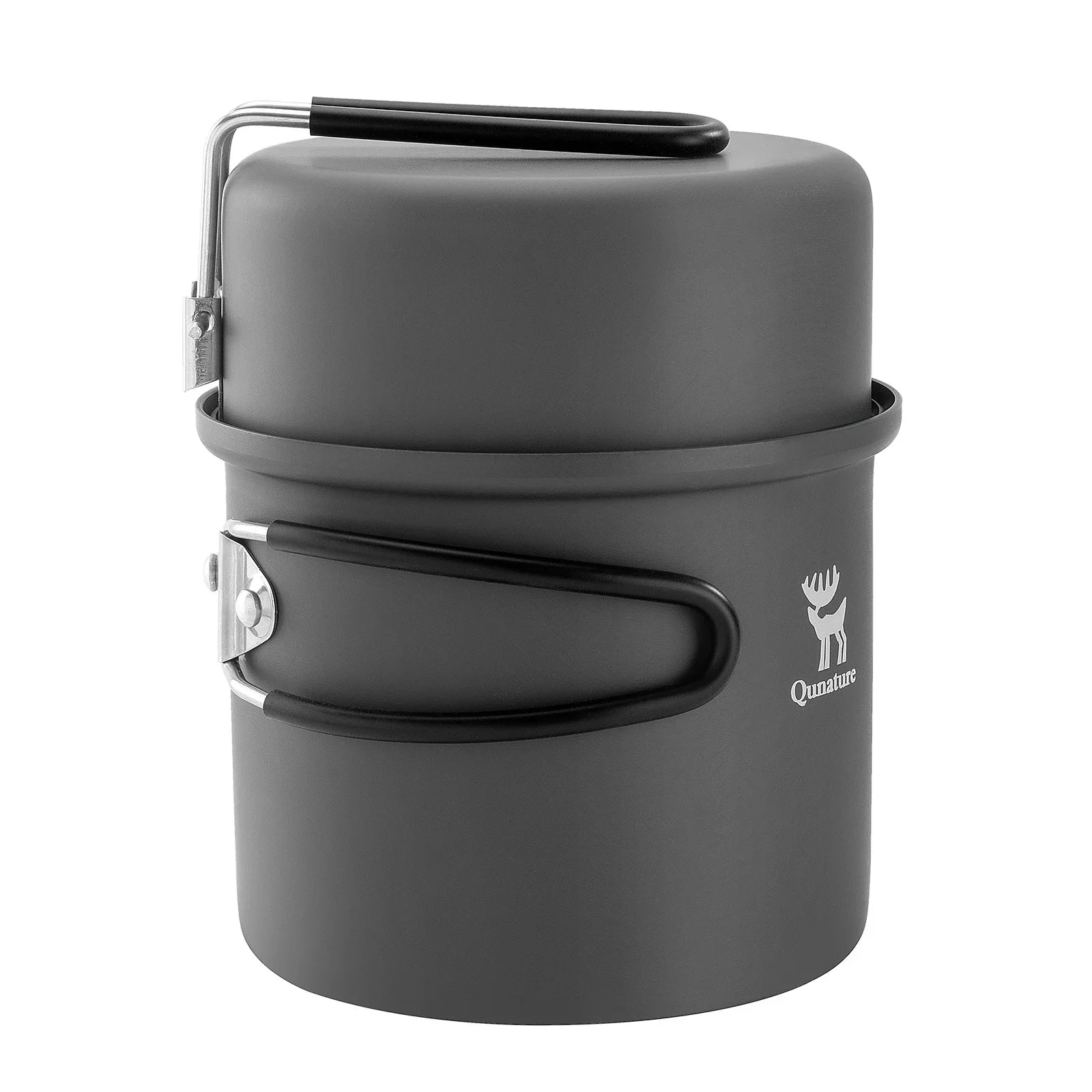 Ultra-Light Aluminum Camping Cookware Set with Nestable Design Handle