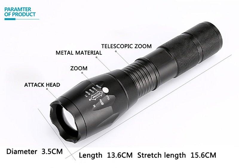 Waterproof Z45 LED Flashlight Zoomable Rechargeable Torch