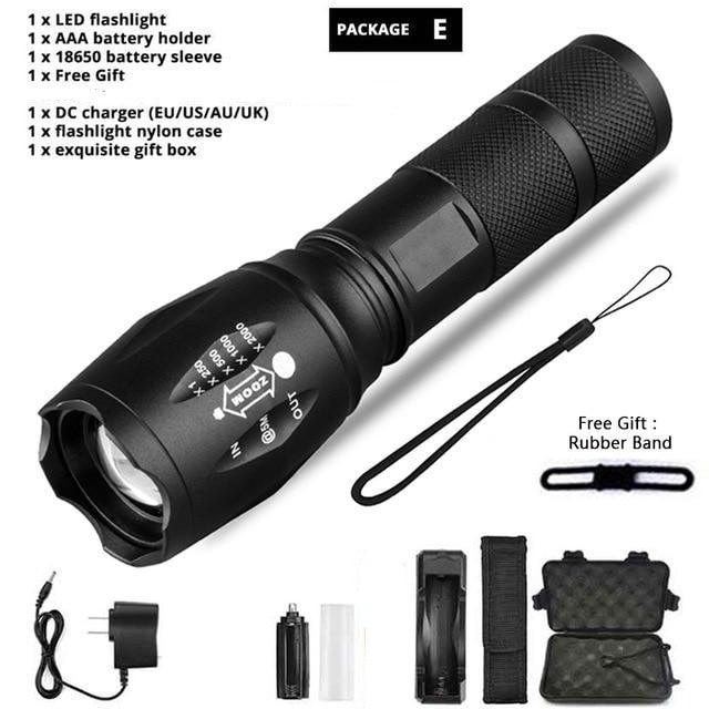 Waterproof Z45 LED Flashlight Zoomable Rechargeable Torch