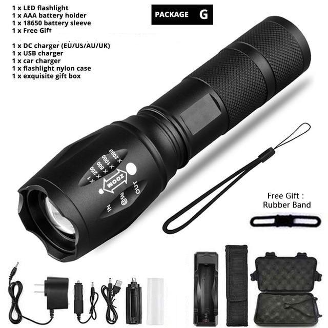 Waterproof Z45 LED Flashlight Zoomable Rechargeable Torch