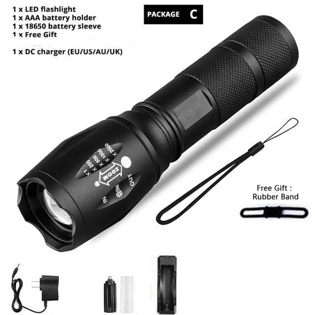Waterproof Z45 LED Flashlight Zoomable Rechargeable Torch