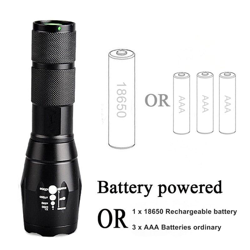 Waterproof Z45 LED Flashlight Zoomable Rechargeable Torch