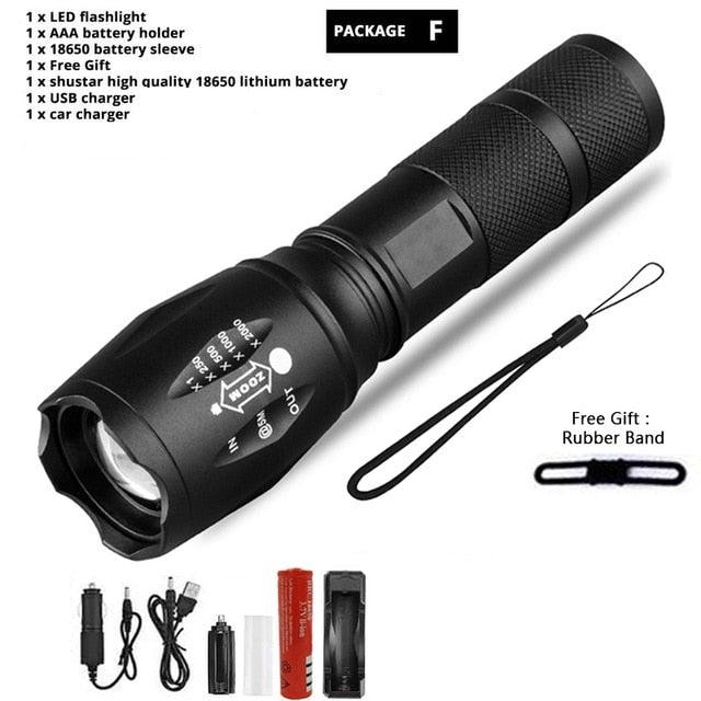 Waterproof Z45 LED Flashlight Zoomable Rechargeable Torch