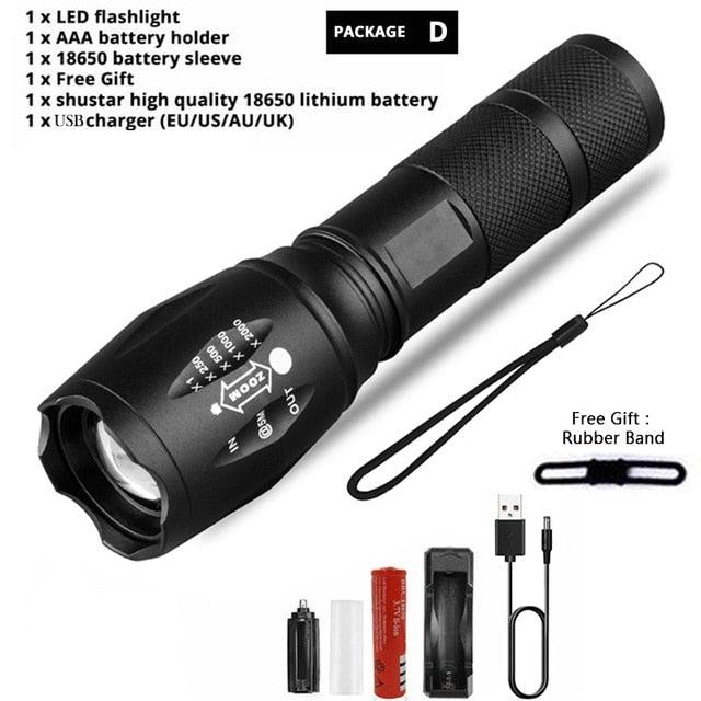 Waterproof Z45 LED Flashlight Zoomable Rechargeable Torch